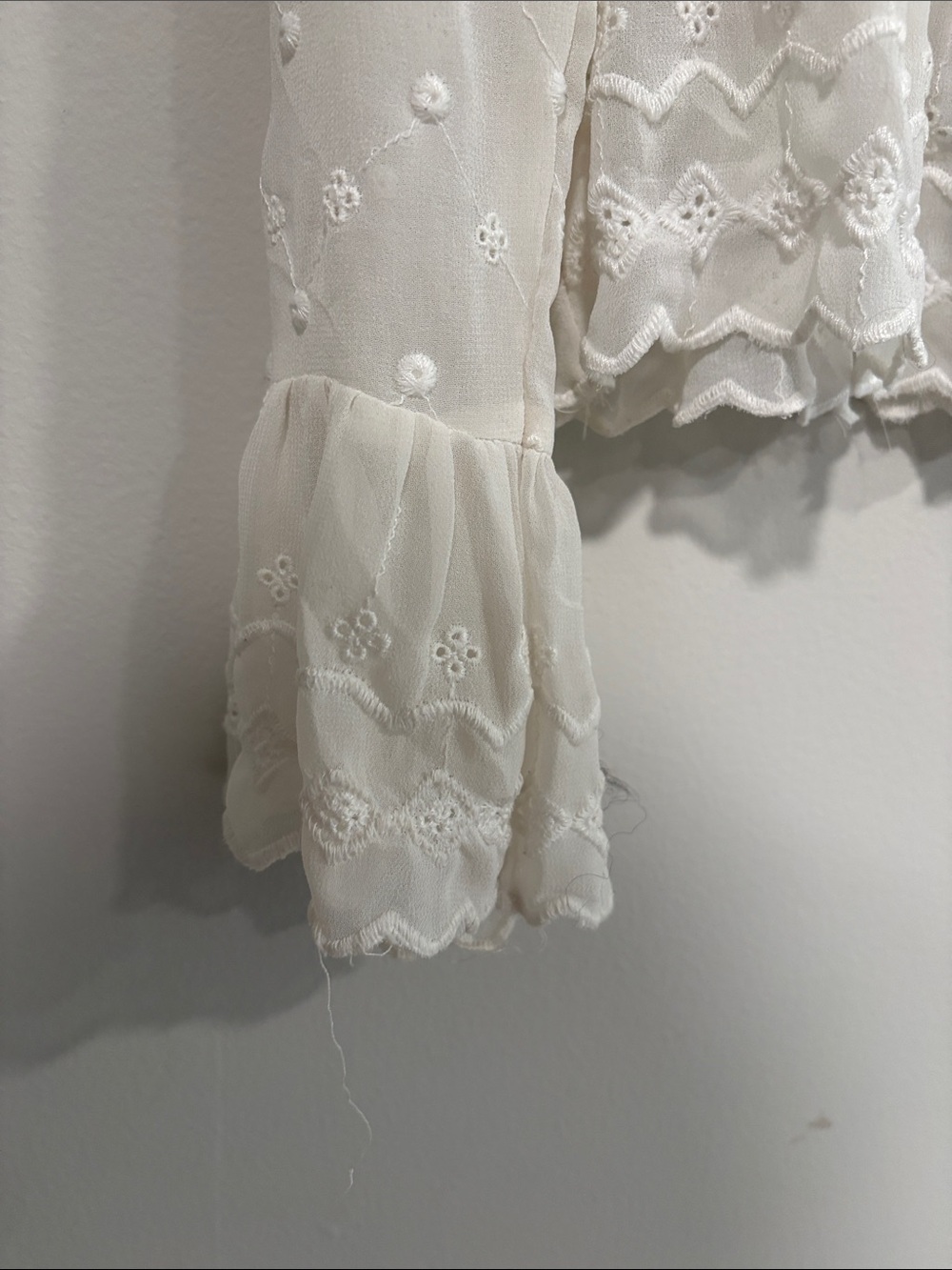 H&M Ivory Eyelet Ruffle Button-Front Blouse - Picture 3 of 6